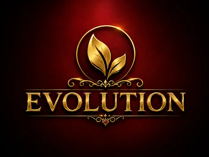 Logo provider Live Casino Evolution dengan emblem daun emas